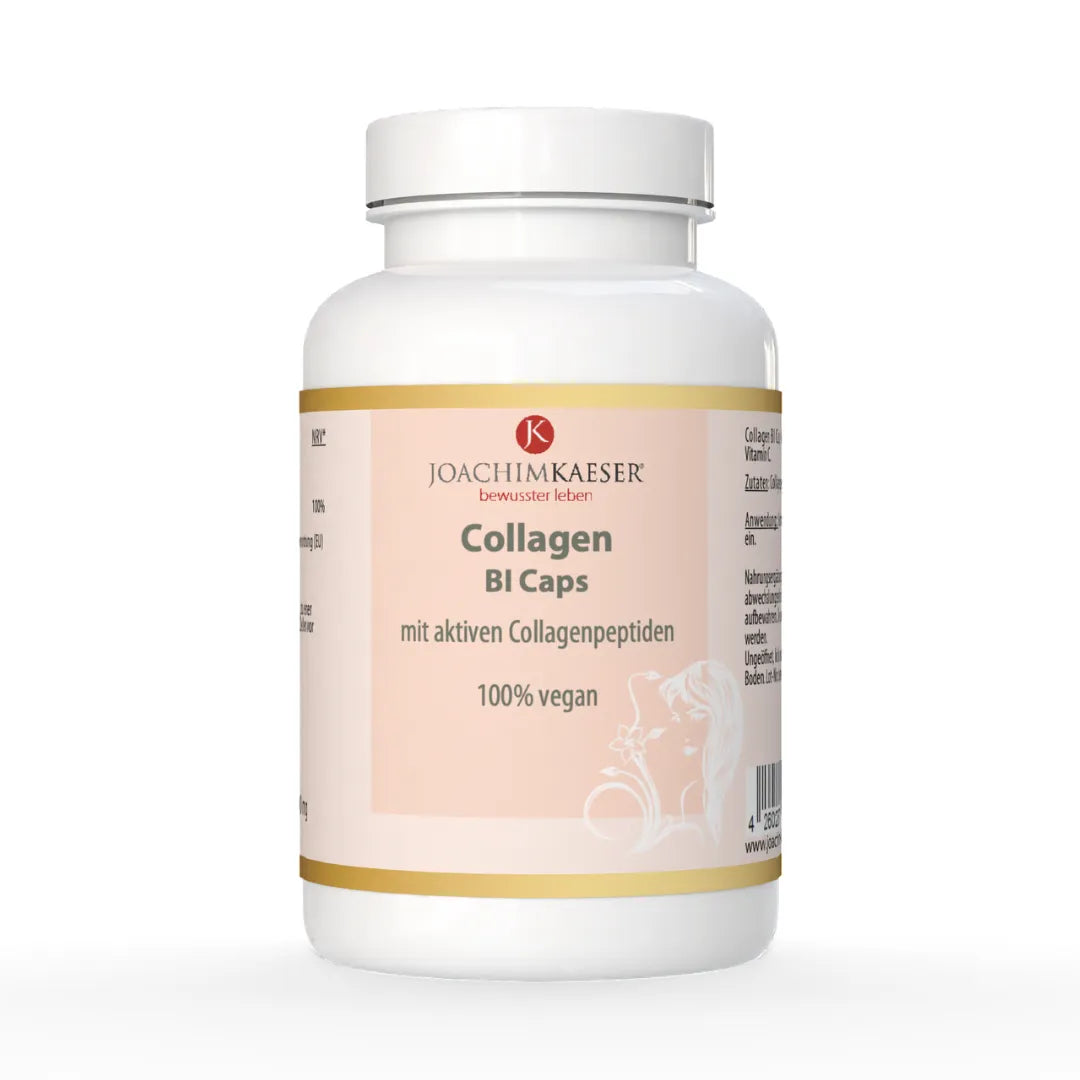 Joachim Kaeser Collagen BI Caps – Nahrungsergänzung mit bioaktiven Collagenpeptiden, Vitamin C und Traubenkernöl für Hautelastizität, 60 Kapseln